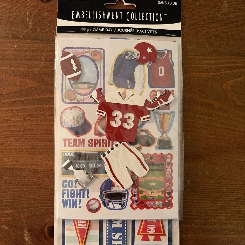 PAPERBILITIEE EMBELLISHMENT COLLECTION GAME DAY 49 PIECES SCRAPBOOKING NWT